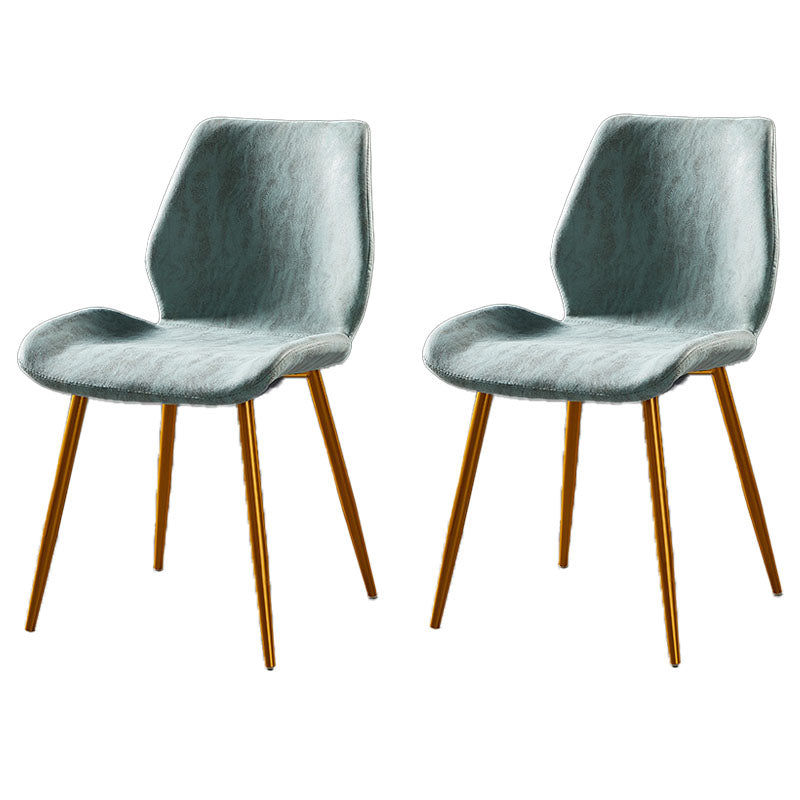 Modern Style Dining Chair Armless Side Chair with Metal Legs for Kitchen Blue 2 Piece Set Brass Gold Clearhalo ' kitchen&dining_furn' 'Dining Chairs' 'Dining Tables & Seating' 'dining_chair' 'furn' 'furn_dining_chair' 'Furniture' 'furniture_dining_chair' 'Kitchen & Dining Furniture' 'kitchen' 4391409