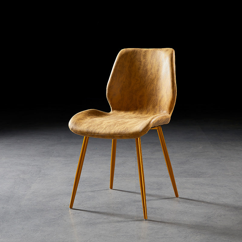 Modern Style Dining Chair Armless Side Chair with Metal Legs for Kitchen Yellow 1 Piece Brass Gold Clearhalo ' kitchen&dining_furn' 'Dining Chairs' 'Dining Tables & Seating' 'dining_chair' 'furn' 'furn_dining_chair' 'Furniture' 'furniture_dining_chair' 'Kitchen & Dining Furniture' 'kitchen' 4391411