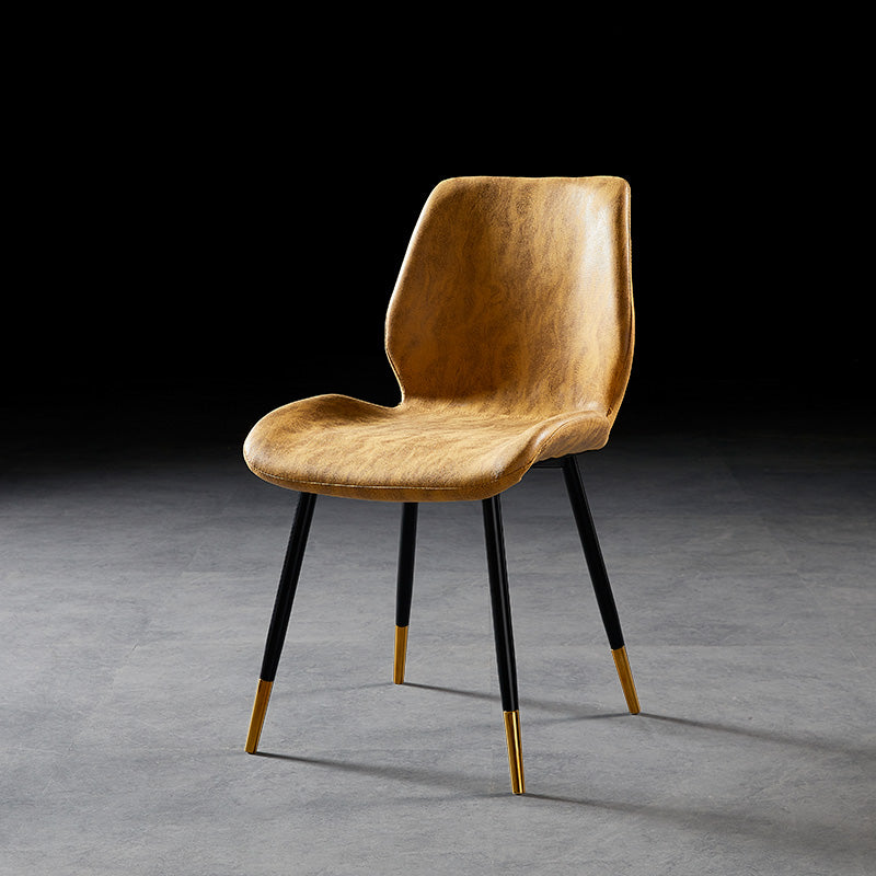 Modern Style Dining Chair Armless Side Chair with Metal Legs for Kitchen Yellow 1 Piece Black Gold Clearhalo ' kitchen&dining_furn' 'Dining Chairs' 'Dining Tables & Seating' 'dining_chair' 'furn' 'furn_dining_chair' 'Furniture' 'furniture_dining_chair' 'Kitchen & Dining Furniture' 'kitchen' 4391414