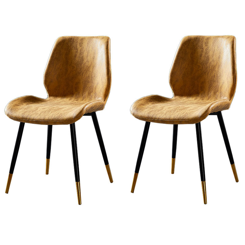 Modern Style Dining Chair Armless Side Chair with Metal Legs for Kitchen Yellow 2 Piece Set Black Gold Clearhalo ' kitchen&dining_furn' 'Dining Chairs' 'Dining Tables & Seating' 'dining_chair' 'furn' 'furn_dining_chair' 'Furniture' 'furniture_dining_chair' 'Kitchen & Dining Furniture' 'kitchen' 4391415