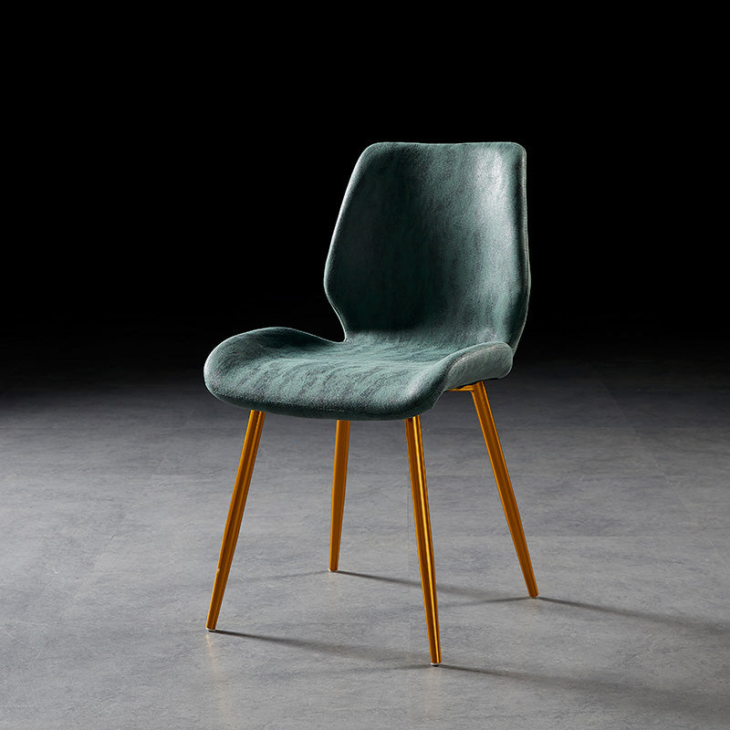 Modern Style Dining Chair Armless Side Chair with Metal Legs for Kitchen Green 1 Piece Brass Gold Clearhalo ' kitchen&dining_furn' 'Dining Chairs' 'Dining Tables & Seating' 'dining_chair' 'furn' 'furn_dining_chair' 'Furniture' 'furniture_dining_chair' 'Kitchen & Dining Furniture' 'kitchen' 4391417