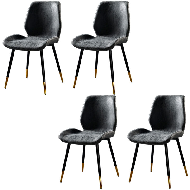 Modern Style Dining Chair Armless Side Chair with Metal Legs for Kitchen Black 4 Piece Set Black Gold Clearhalo ' kitchen&dining_furn' 'Dining Chairs' 'Dining Tables & Seating' 'dining_chair' 'furn' 'furn_dining_chair' 'Furniture' 'furniture_dining_chair' 'Kitchen & Dining Furniture' 'kitchen' 4391422