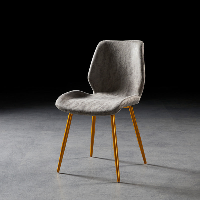 Modern Style Dining Chair Armless Side Chair with Metal Legs for Kitchen Grey 1 Piece Brass Gold Clearhalo ' kitchen&dining_furn' 'Dining Chairs' 'Dining Tables & Seating' 'dining_chair' 'furn' 'furn_dining_chair' 'Furniture' 'furniture_dining_chair' 'Kitchen & Dining Furniture' 'kitchen' 4391423