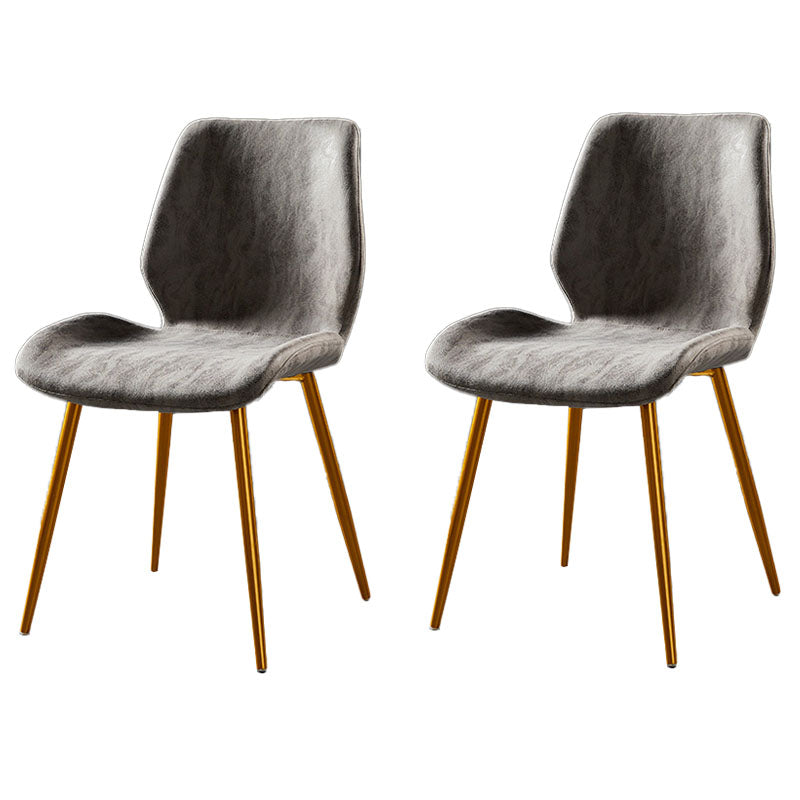 Modern Style Dining Chair Armless Side Chair with Metal Legs for Kitchen Grey 2 Piece Set Brass Gold Clearhalo ' kitchen&dining_furn' 'Dining Chairs' 'Dining Tables & Seating' 'dining_chair' 'furn' 'furn_dining_chair' 'Furniture' 'furniture_dining_chair' 'Kitchen & Dining Furniture' 'kitchen' 4391424