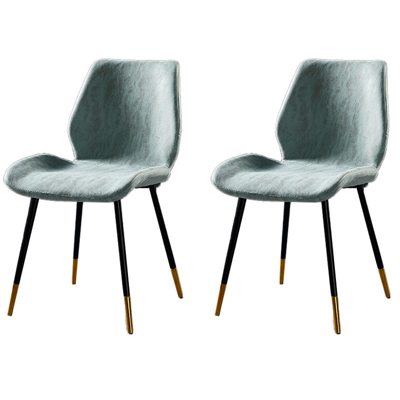 Modern Style Dining Chair Armless Side Chair with Metal Legs for Kitchen Blue 2 Piece Set Black Gold Clearhalo ' kitchen&dining_furn' 'Dining Chairs' 'Dining Tables & Seating' 'dining_chair' 'furn' 'furn_dining_chair' 'Furniture' 'furniture_dining_chair' 'Kitchen & Dining Furniture' 'kitchen' 4391433