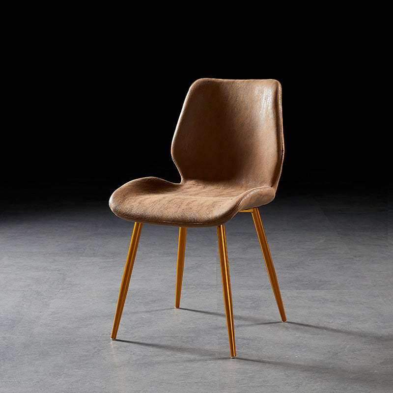 Modern Style Dining Chair Armless Side Chair with Metal Legs for Kitchen Light Brown 1 Piece Brass Gold Clearhalo ' kitchen&dining_furn' 'Dining Chairs' 'Dining Tables & Seating' 'dining_chair' 'furn' 'furn_dining_chair' 'Furniture' 'furniture_dining_chair' 'Kitchen & Dining Furniture' 'kitchen' 4391435