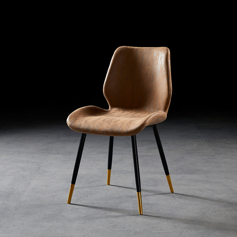 Modern Style Dining Chair Armless Side Chair with Metal Legs for Kitchen Light Brown 1 Piece Black Gold Clearhalo ' kitchen&dining_furn' 'Dining Chairs' 'Dining Tables & Seating' 'dining_chair' 'furn' 'furn_dining_chair' 'Furniture' 'furniture_dining_chair' 'Kitchen & Dining Furniture' 'kitchen' 4391438