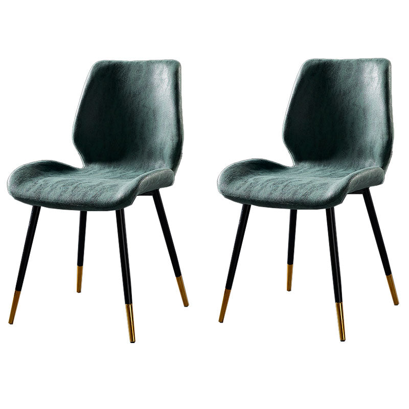 Modern Style Dining Chair Armless Side Chair with Metal Legs for Kitchen Green 2 Piece Set Black Gold Clearhalo ' kitchen&dining_furn' 'Dining Chairs' 'Dining Tables & Seating' 'dining_chair' 'furn' 'furn_dining_chair' 'Furniture' 'furniture_dining_chair' 'Kitchen & Dining Furniture' 'kitchen' 4391442