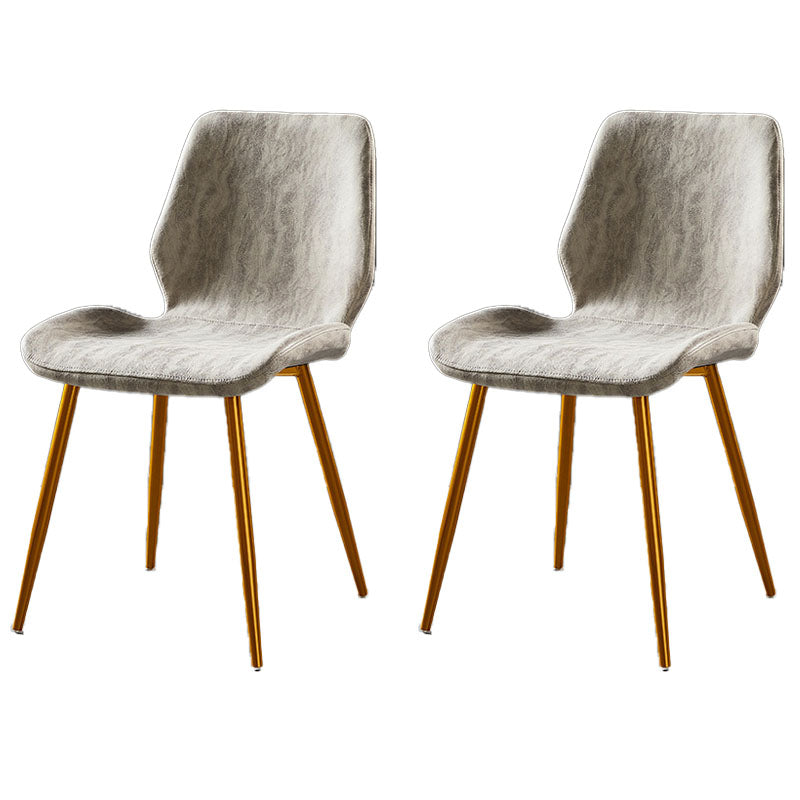 Modern Style Dining Chair Armless Side Chair with Metal Legs for Kitchen White 2 Piece Set Brass Gold Clearhalo ' kitchen&dining_furn' 'Dining Chairs' 'Dining Tables & Seating' 'dining_chair' 'furn' 'furn_dining_chair' 'Furniture' 'furniture_dining_chair' 'Kitchen & Dining Furniture' 'kitchen' 4391445