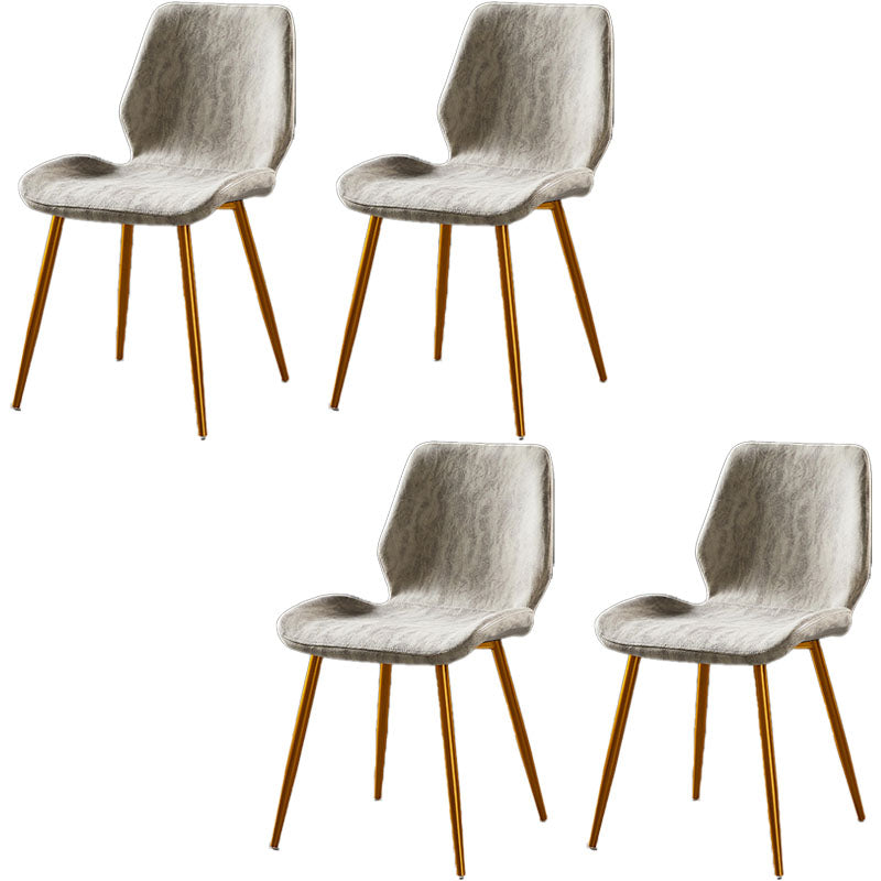 Modern Style Dining Chair Armless Side Chair with Metal Legs for Kitchen White 4 Piece Set Brass Gold Clearhalo ' kitchen&dining_furn' 'Dining Chairs' 'Dining Tables & Seating' 'dining_chair' 'furn' 'furn_dining_chair' 'Furniture' 'furniture_dining_chair' 'Kitchen & Dining Furniture' 'kitchen' 4391446