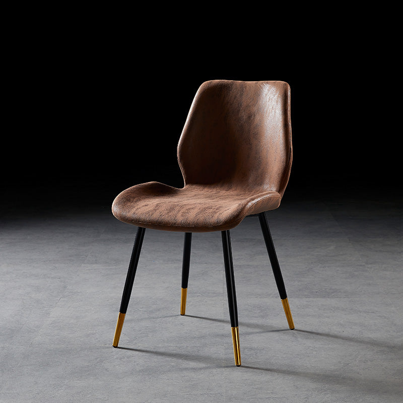 Modern Style Dining Chair Armless Side Chair with Metal Legs for Kitchen Dark Brown 1 Piece Black Gold Clearhalo ' kitchen&dining_furn' 'Dining Chairs' 'Dining Tables & Seating' 'dining_chair' 'furn' 'furn_dining_chair' 'Furniture' 'furniture_dining_chair' 'Kitchen & Dining Furniture' 'kitchen' 4391447