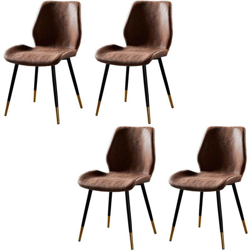 Modern Style Dining Chair Armless Side Chair with Metal Legs for Kitchen Dark Brown 4 Piece Set Black Gold Clearhalo ' kitchen&dining_furn' 'Dining Chairs' 'Dining Tables & Seating' 'dining_chair' 'furn' 'furn_dining_chair' 'Furniture' 'furniture_dining_chair' 'Kitchen & Dining Furniture' 'kitchen' 4391449