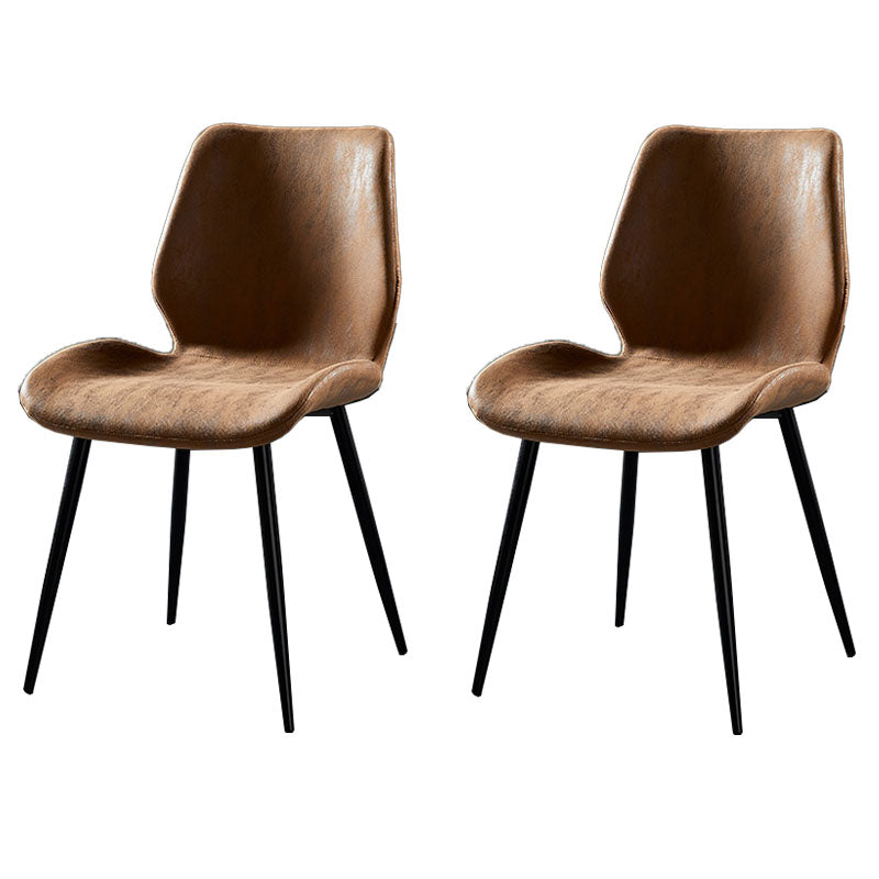 Modern Style Dining Chair Armless Side Chair with Metal Legs for Kitchen Light Brown 2 Piece Set Black Clearhalo ' kitchen&dining_furn' 'Dining Chairs' 'Dining Tables & Seating' 'dining_chair' 'furn' 'furn_dining_chair' 'Furniture' 'furniture_dining_chair' 'Kitchen & Dining Furniture' 'kitchen' 4391454