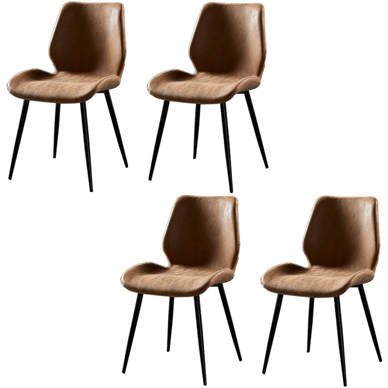 Modern Style Dining Chair Armless Side Chair with Metal Legs for Kitchen Light Brown 4 Piece Set Black Clearhalo ' kitchen&dining_furn' 'Dining Chairs' 'Dining Tables & Seating' 'dining_chair' 'furn' 'furn_dining_chair' 'Furniture' 'furniture_dining_chair' 'Kitchen & Dining Furniture' 'kitchen' 4391455