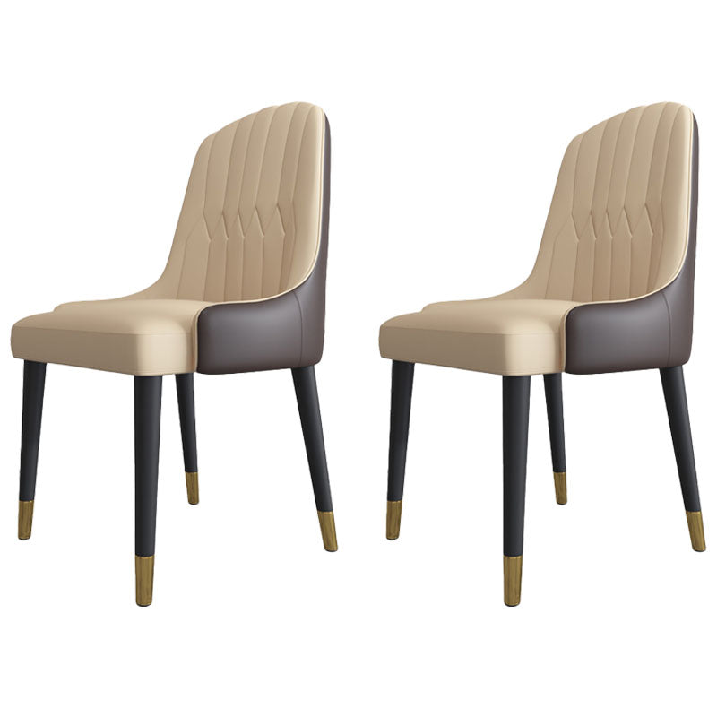 Scandinavian Style Solid Back Arm Chairs Leather Dining Chairs with Wooden Legs White 2 Piece Set Clearhalo ' kitchen&dining_furn' 'Dining Chairs' 'Dining Tables & Seating' 'dining_chair' 'furn' 'furn_dining_chair' 'Furniture' 'furniture_dining_chair' 'Kitchen & Dining Furniture' 'kitchen' 4391480