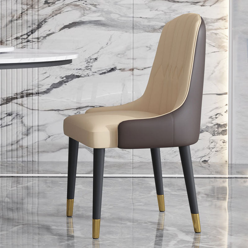 Scandinavian Style Solid Back Arm Chairs Leather Dining Chairs with Wooden Legs Clearhalo ' kitchen&dining_furn' 'Dining Chairs' 'Dining Tables & Seating' 'dining_chair' 'furn' 'furn_dining_chair' 'Furniture' 'furniture_dining_chair' 'Kitchen & Dining Furniture' 'kitchen' 4391482