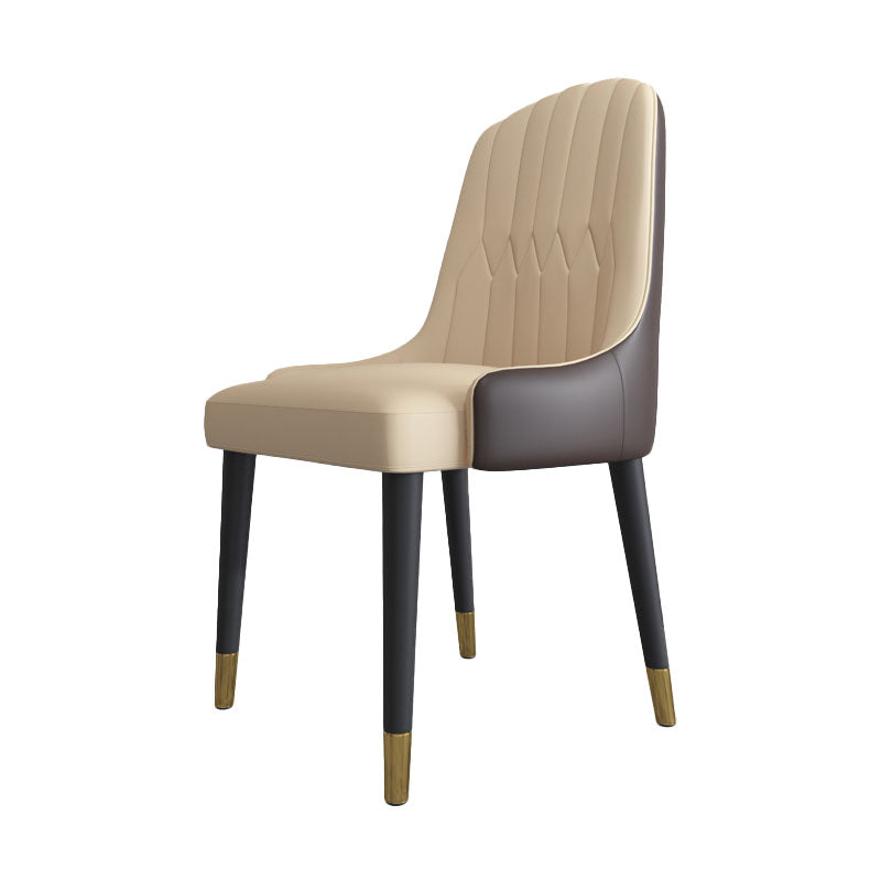Scandinavian Style Solid Back Arm Chairs Leather Dining Chairs with Wooden Legs Clearhalo ' kitchen&dining_furn' 'Dining Chairs' 'Dining Tables & Seating' 'dining_chair' 'furn' 'furn_dining_chair' 'Furniture' 'furniture_dining_chair' 'Kitchen & Dining Furniture' 'kitchen' 4391485