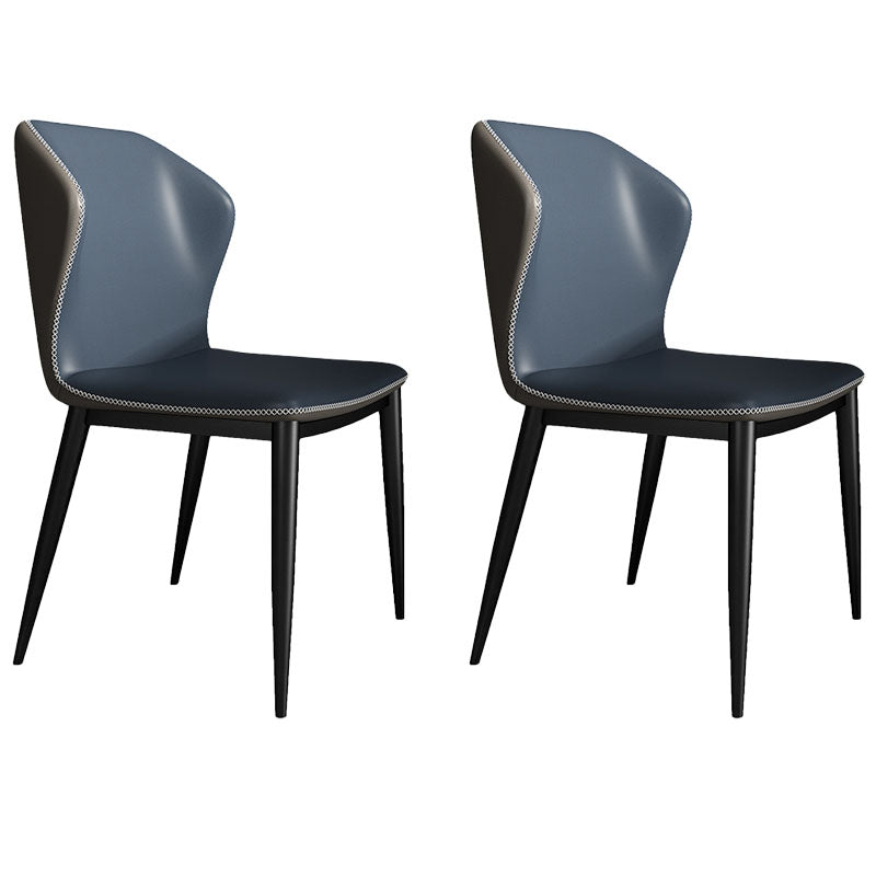 Industrial Style Wingback Chair Leather Dining Armless Chairs for Kitchen Blue 2 Piece Set Clearhalo ' kitchen&dining_furn' 'Dining Chairs' 'Dining Tables & Seating' 'dining_chair' 'furn' 'furn_dining_chair' 'Furniture' 'furniture_dining_chair' 'Kitchen & Dining Furniture' 'kitchen' 4391491