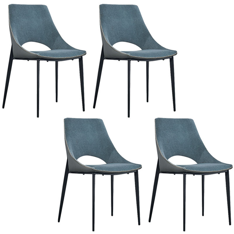 Modern Style Open Back Dining Side Chair Upholstered Armless Dining Chairs Blue 4 Piece Set Clearhalo ' kitchen&dining_furn' 'Dining Chairs' 'Dining Tables & Seating' 'dining_chair' 'furn' 'furn_dining_chair' 'Furniture' 'furniture_dining_chair' 'Kitchen & Dining Furniture' 'kitchen' 4391509