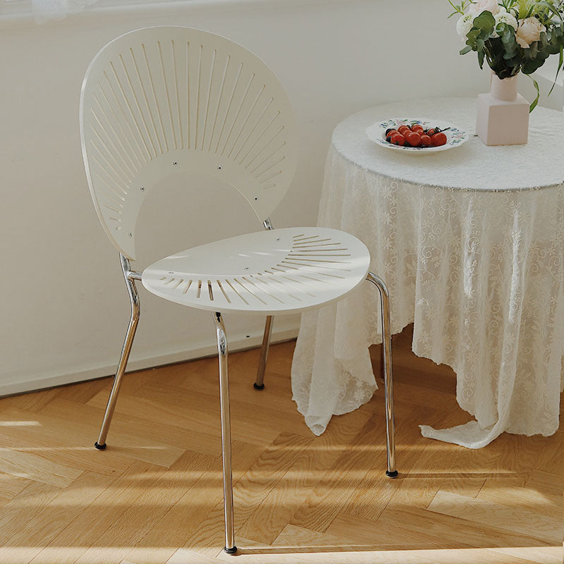 Industrial Style Open Back Dining Side Chair Metal Dining Chairs for Home White 1 Piece Silver Clearhalo ' kitchen&dining_furn' 'Dining Chairs' 'Dining Tables & Seating' 'dining_chair' 'furn' 'furn_dining_chair' 'Furniture' 'furniture_dining_chair' 'Kitchen & Dining Furniture' 'kitchen' 4391528