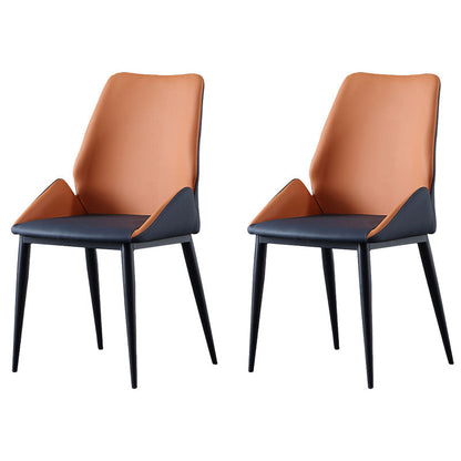 Industrial Metal Dining Room Chair Faux Leather Dining Arm Chair for Restaurant Use Orange 2 Piece Set Clearhalo ' kitchen&dining_furn' 'Dining Chairs' 'Dining Tables & Seating' 'dining_chair' 'furn' 'furn_dining_chair' 'Furniture' 'furniture_dining_chair' 'Kitchen & Dining Furniture' 'kitchen' 4391541