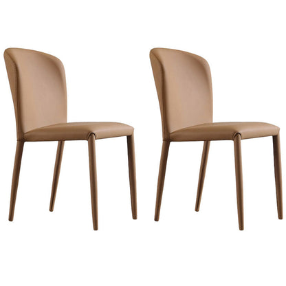 Modern PU Leather Dining Chairs Armless Metal Dining Chairs for Home Use Orange 2 Piece Set Clearhalo ' kitchen&dining_furn' 'Dining Chairs' 'Dining Tables & Seating' 'dining_chair' 'furn' 'furn_dining_chair' 'Furniture' 'furniture_dining_chair' 'Kitchen & Dining Furniture' 'kitchen' 4391555