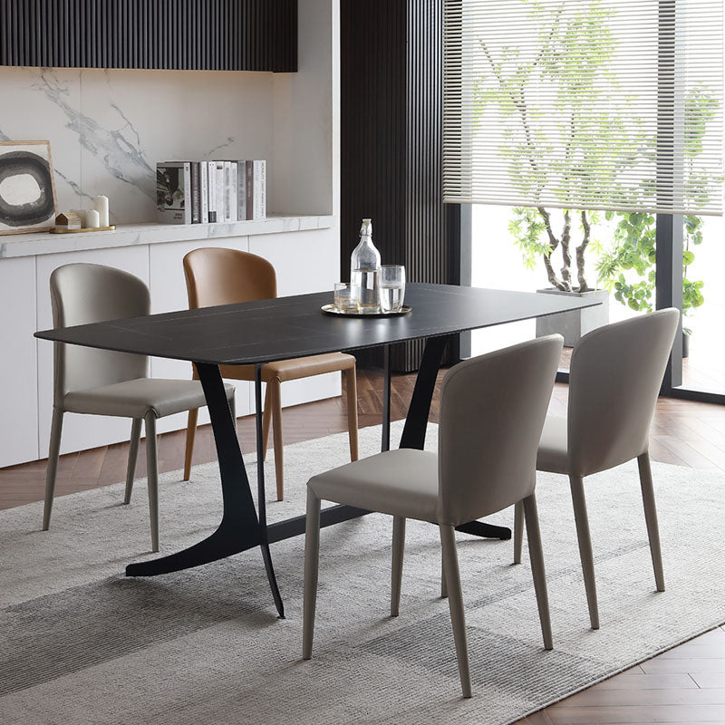 Modern PU Leather Dining Chairs Armless Metal Dining Chairs for Home Use Clearhalo ' kitchen&dining_furn' 'Dining Chairs' 'Dining Tables & Seating' 'dining_chair' 'furn' 'furn_dining_chair' 'Furniture' 'furniture_dining_chair' 'Kitchen & Dining Furniture' 'kitchen' 4391557