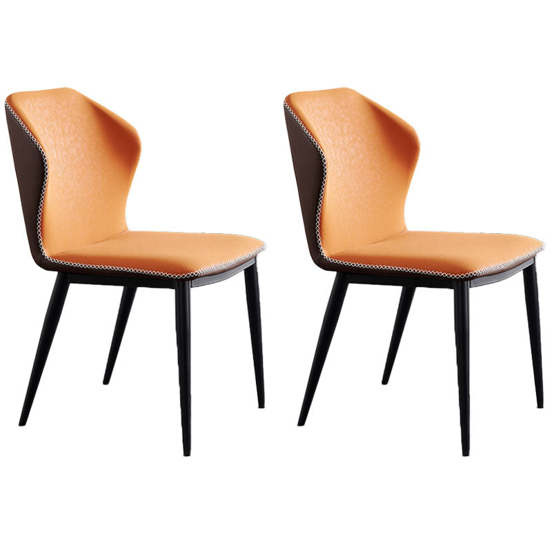 Industrial Metal Dining Room Chair Faux Leather Dining Armless Chair for Restaurant Use Orange 2 Piece Set Clearhalo ' kitchen&dining_furn' 'Dining Chairs' 'Dining Tables & Seating' 'dining_chair' 'furn' 'furn_dining_chair' 'Furniture' 'furniture_dining_chair' 'Kitchen & Dining Furniture' 'kitchen' 4391568
