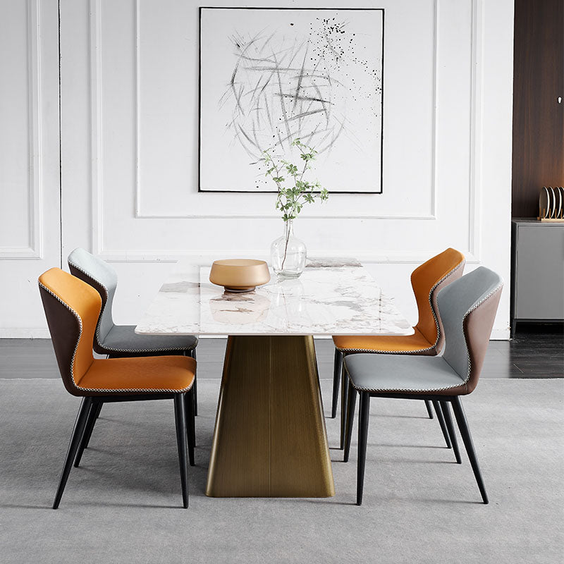 Industrial Metal Dining Room Chair Faux Leather Dining Armless Chair for Restaurant Use Clearhalo ' kitchen&dining_furn' 'Dining Chairs' 'Dining Tables & Seating' 'dining_chair' 'furn' 'furn_dining_chair' 'Furniture' 'furniture_dining_chair' 'Kitchen & Dining Furniture' 'kitchen' 4391570