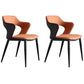 Modern Faux Leather Dining Chairs Arm Metal Dining Chairs for Restaurant Use Orange 2 Piece Set Clearhalo ' kitchen&dining_furn' 'Dining Chairs' 'Dining Tables & Seating' 'dining_chair' 'furn' 'furn_dining_chair' 'Furniture' 'furniture_dining_chair' 'Kitchen & Dining Furniture' 'kitchen' 4391581