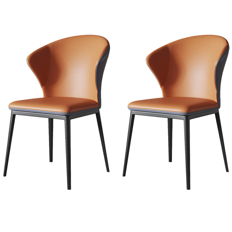 Modern Style Wingback Chairs Leather Dining Chairs for Kitchen Orange 2 Piece Set Clearhalo ' kitchen&dining_furn' 'Dining Chairs' 'Dining Tables & Seating' 'dining_chair' 'furn' 'furn_dining_chair' 'Furniture' 'furniture_dining_chair' 'Kitchen & Dining Furniture' 'kitchen' 4391594
