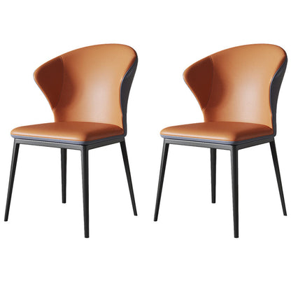 Modern Style Wingback Chairs Leather Dining Chairs for Kitchen Orange 2 Piece Set Clearhalo ' kitchen&dining_furn' 'Dining Chairs' 'Dining Tables & Seating' 'dining_chair' 'furn' 'furn_dining_chair' 'Furniture' 'furniture_dining_chair' 'Kitchen & Dining Furniture' 'kitchen' 4391594