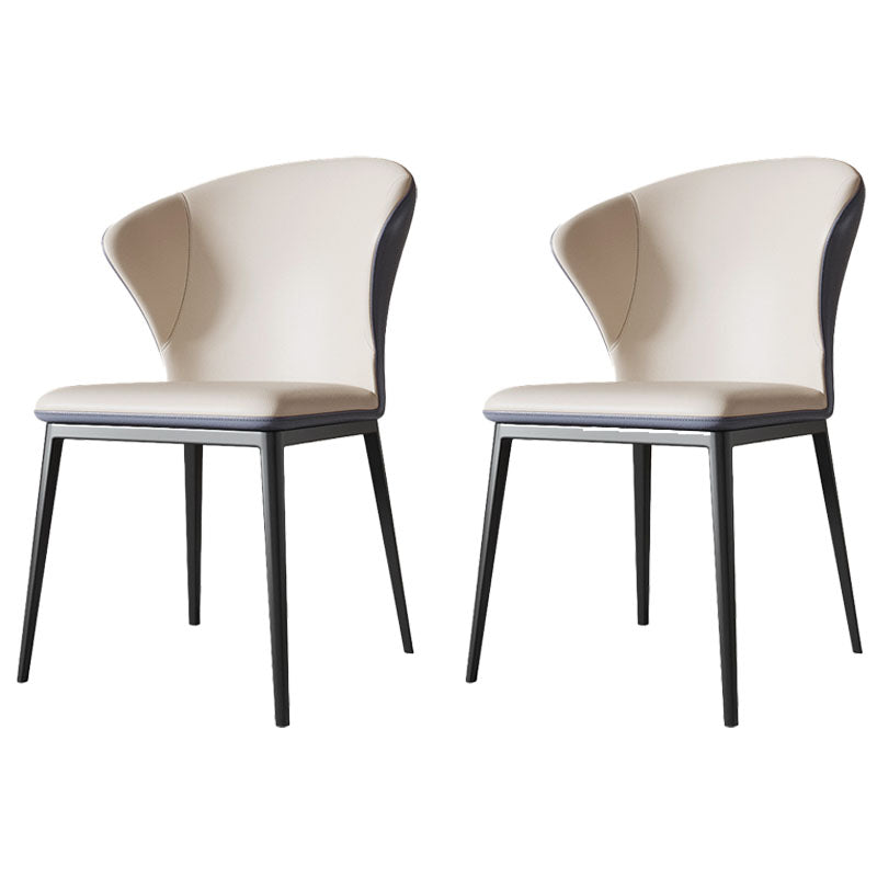 Modern Style Wingback Chairs Leather Dining Chairs for Kitchen White 2 Piece Set Clearhalo ' kitchen&dining_furn' 'Dining Chairs' 'Dining Tables & Seating' 'dining_chair' 'furn' 'furn_dining_chair' 'Furniture' 'furniture_dining_chair' 'Kitchen & Dining Furniture' 'kitchen' 4391595