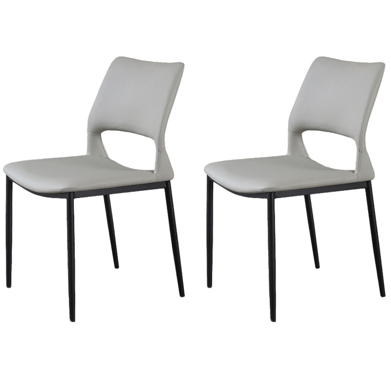Industrial Style Open Back Dining Side Chair Leather Dining Chairs for Home Light Gray 2 Piece Set Clearhalo ' kitchen&dining_furn' 'Dining Chairs' 'Dining Tables & Seating' 'dining_chair' 'furn' 'furn_dining_chair' 'Furniture' 'furniture_dining_chair' 'Kitchen & Dining Furniture' 'kitchen' 4391622