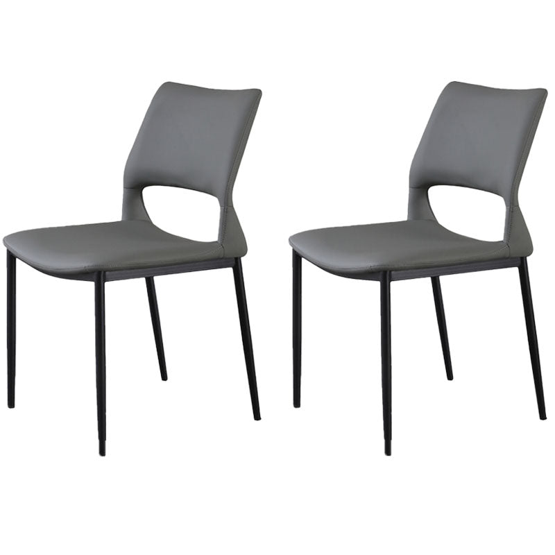Industrial Style Open Back Dining Side Chair Leather Dining Chairs for Home Grey 2 Piece Set Clearhalo ' kitchen&dining_furn' 'Dining Chairs' 'Dining Tables & Seating' 'dining_chair' 'furn' 'furn_dining_chair' 'Furniture' 'furniture_dining_chair' 'Kitchen & Dining Furniture' 'kitchen' 4391624