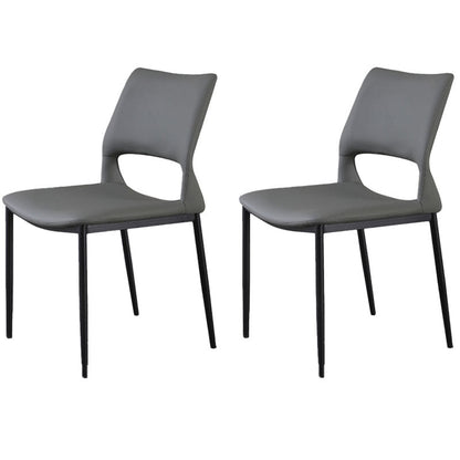 Industrial Style Open Back Dining Side Chair Leather Dining Chairs for Home Grey 2 Piece Set Clearhalo ' kitchen&dining_furn' 'Dining Chairs' 'Dining Tables & Seating' 'dining_chair' 'furn' 'furn_dining_chair' 'Furniture' 'furniture_dining_chair' 'Kitchen & Dining Furniture' 'kitchen' 4391624