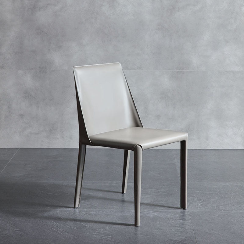 Minimalist Style Leather Dining Side Chairs Solid Back Armless Dining Chairs for Kitchen Clearhalo ' kitchen&dining_furn' 'Dining Chairs' 'Dining Tables & Seating' 'dining_chair' 'furn' 'furn_dining_chair' 'Furniture' 'furniture_dining_chair' 'Kitchen & Dining Furniture' 'kitchen' 4391645