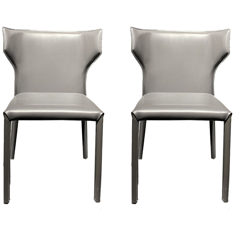 Upholstered Armless Dining Chairs Home Leather Side Chairs with Metal Legs Grey 2 Piece Set Clearhalo ' kitchen&dining_furn' 'Dining Chairs' 'Dining Tables & Seating' 'dining_chair' 'furn' 'furn_dining_chair' 'Furniture' 'furniture_dining_chair' 'Kitchen & Dining Furniture' 'kitchen' 4391652