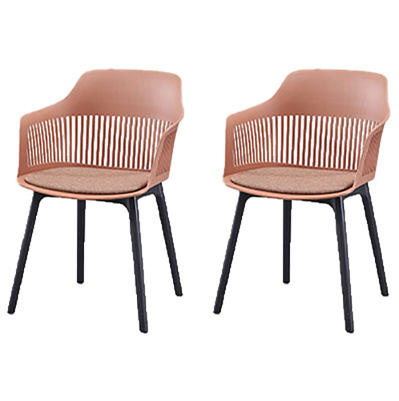Contemporary Style Dining Chairs Plastic Arm Side Chair for Kitchen Brown 2 Piece Set Clearhalo ' kitchen&dining_furn' 'Dining Chairs' 'Dining Tables & Seating' 'dining_chair' 'furn' 'furn_dining_chair' 'Furniture' 'furniture_dining_chair' 'Kitchen & Dining Furniture' 'kitchen' 4391664