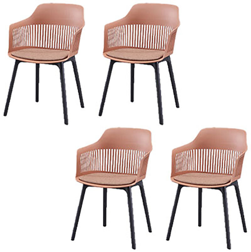Contemporary Style Dining Chairs Plastic Arm Side Chair for Kitchen Brown 4 Piece Set Clearhalo ' kitchen&dining_furn' 'Dining Chairs' 'Dining Tables & Seating' 'dining_chair' 'furn' 'furn_dining_chair' 'Furniture' 'furniture_dining_chair' 'Kitchen & Dining Furniture' 'kitchen' 4391665