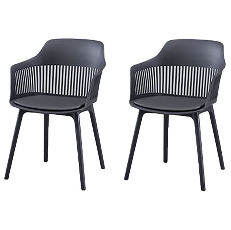 Contemporary Style Dining Chairs Plastic Arm Side Chair for Kitchen Black 2 Piece Set Clearhalo ' kitchen&dining_furn' 'Dining Chairs' 'Dining Tables & Seating' 'dining_chair' 'furn' 'furn_dining_chair' 'Furniture' 'furniture_dining_chair' 'Kitchen & Dining Furniture' 'kitchen' 4391671