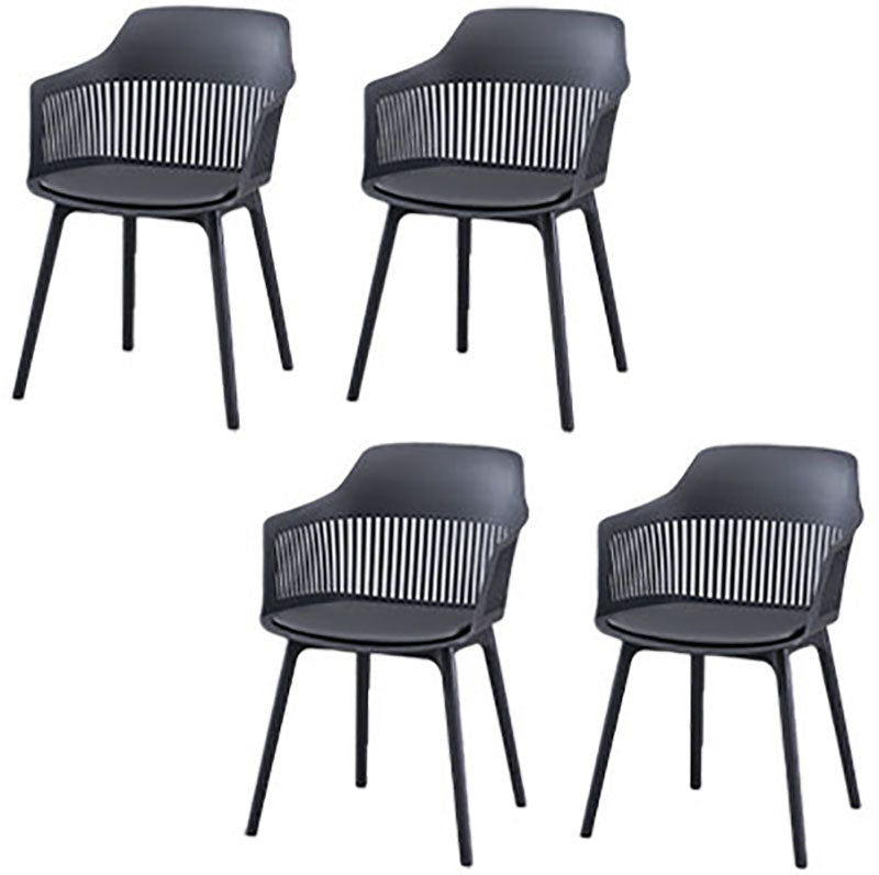 Contemporary Style Dining Chairs Plastic Arm Side Chair for Kitchen Black 4 Piece Set Clearhalo ' kitchen&dining_furn' 'Dining Chairs' 'Dining Tables & Seating' 'dining_chair' 'furn' 'furn_dining_chair' 'Furniture' 'furniture_dining_chair' 'Kitchen & Dining Furniture' 'kitchen' 4391674