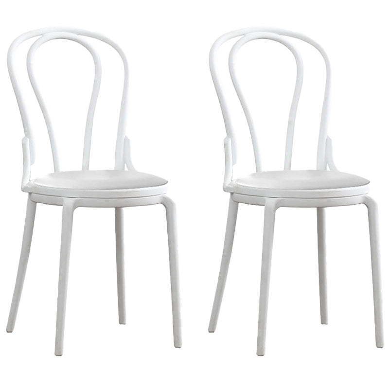 Contemporary Windsor Back Side Chair Plastic Dining Armless Chair for Home Gloss White 2 Piece Set Clearhalo ' kitchen&dining_furn' 'Dining Chairs' 'Dining Tables & Seating' 'dining_chair' 'furn' 'furn_dining_chair' 'Furniture' 'furniture_dining_chair' 'Kitchen & Dining Furniture' 'kitchen' 4391693