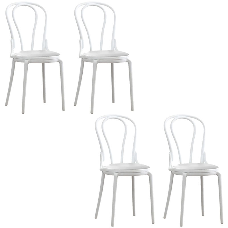 Contemporary Windsor Back Side Chair Plastic Dining Armless Chair for Home Gloss White 4 Piece Set Clearhalo ' kitchen&dining_furn' 'Dining Chairs' 'Dining Tables & Seating' 'dining_chair' 'furn' 'furn_dining_chair' 'Furniture' 'furniture_dining_chair' 'Kitchen & Dining Furniture' 'kitchen' 4391695