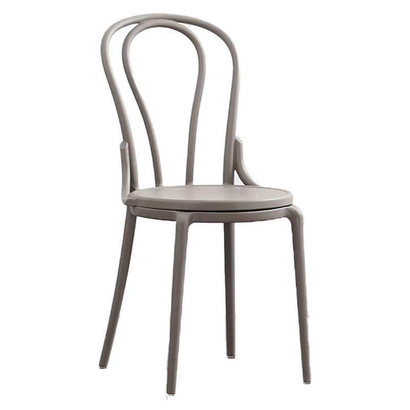 Contemporary Windsor Back Side Chair Plastic Dining Armless Chair for Home Grey 1 Piece Clearhalo ' kitchen&dining_furn' 'Dining Chairs' 'Dining Tables & Seating' 'dining_chair' 'furn' 'furn_dining_chair' 'Furniture' 'furniture_dining_chair' 'Kitchen & Dining Furniture' 'kitchen' 4391696