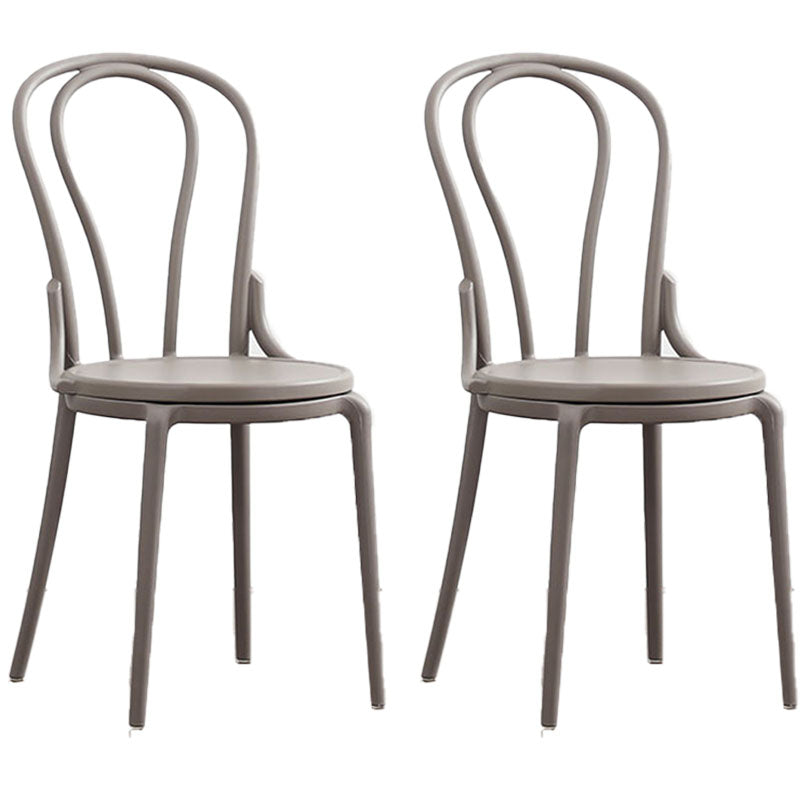 Contemporary Windsor Back Side Chair Plastic Dining Armless Chair for Home Grey 2 Piece Set Clearhalo ' kitchen&dining_furn' 'Dining Chairs' 'Dining Tables & Seating' 'dining_chair' 'furn' 'furn_dining_chair' 'Furniture' 'furniture_dining_chair' 'Kitchen & Dining Furniture' 'kitchen' 4391698
