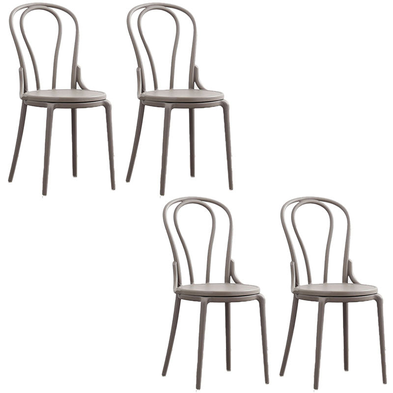 Contemporary Windsor Back Side Chair Plastic Dining Armless Chair for Home Grey 4 Piece Set Clearhalo ' kitchen&dining_furn' 'Dining Chairs' 'Dining Tables & Seating' 'dining_chair' 'furn' 'furn_dining_chair' 'Furniture' 'furniture_dining_chair' 'Kitchen & Dining Furniture' 'kitchen' 4391701
