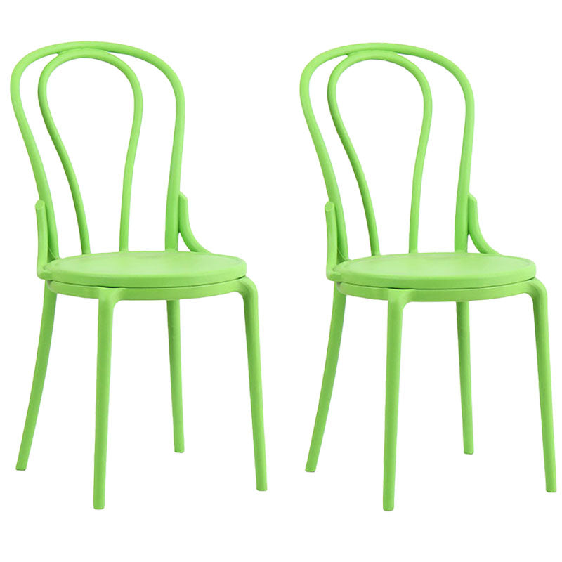 Contemporary Windsor Back Side Chair Plastic Dining Armless Chair for Home Green 2 Piece Set Clearhalo ' kitchen&dining_furn' 'Dining Chairs' 'Dining Tables & Seating' 'dining_chair' 'furn' 'furn_dining_chair' 'Furniture' 'furniture_dining_chair' 'Kitchen & Dining Furniture' 'kitchen' 4391703