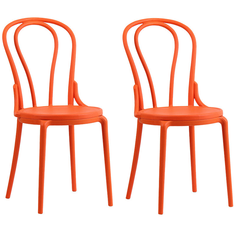 Contemporary Windsor Back Side Chair Plastic Dining Armless Chair for Home Orange 2 Piece Set Clearhalo ' kitchen&dining_furn' 'Dining Chairs' 'Dining Tables & Seating' 'dining_chair' 'furn' 'furn_dining_chair' 'Furniture' 'furniture_dining_chair' 'Kitchen & Dining Furniture' 'kitchen' 4391706