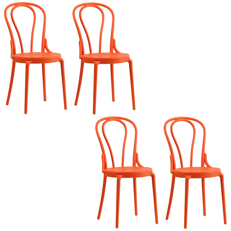Contemporary Windsor Back Side Chair Plastic Dining Armless Chair for Home Orange 4 Piece Set Clearhalo ' kitchen&dining_furn' 'Dining Chairs' 'Dining Tables & Seating' 'dining_chair' 'furn' 'furn_dining_chair' 'Furniture' 'furniture_dining_chair' 'Kitchen & Dining Furniture' 'kitchen' 4391707